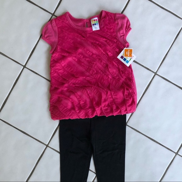 Lot of 3 NWT Leggings, Zebra Print & Pink Ruffle Tops - Picture 5 of 8
